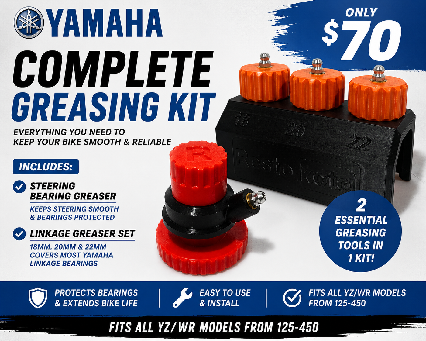 YAMAHA COMPLETE BEARING GREASER KIT YZ/WR 125-450 STEERING AND LINKAGE GREASERS